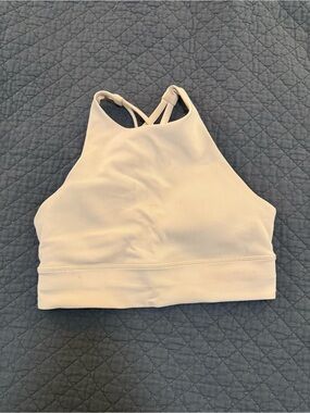 High neck long line ribbed energy bra